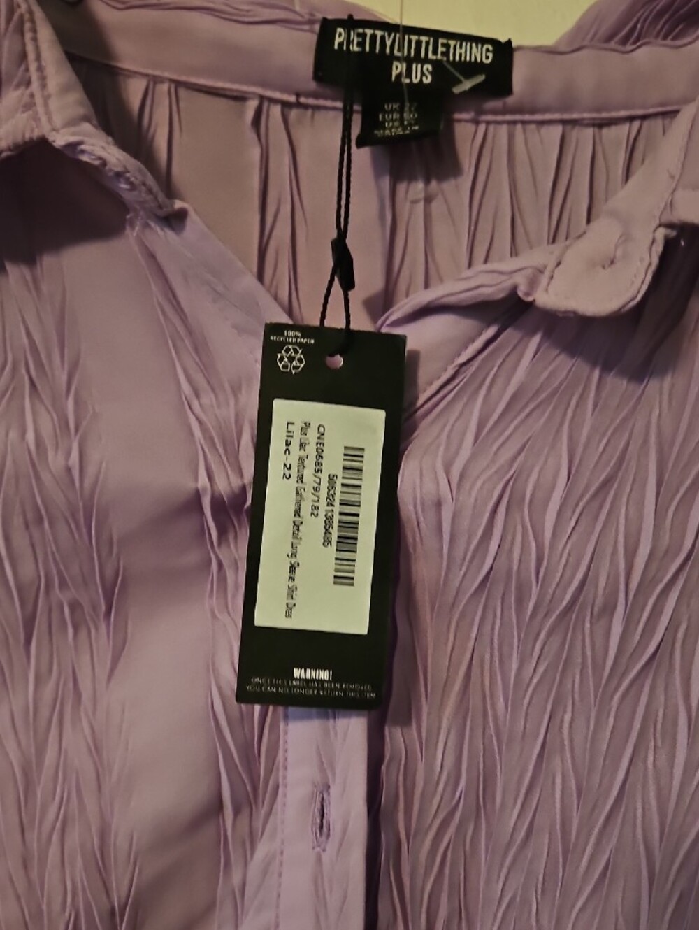 PrettyLittleThing Lilac Pleated Maxi Shirt Dresswith Ruched Front 22 - Picture 3 of 6